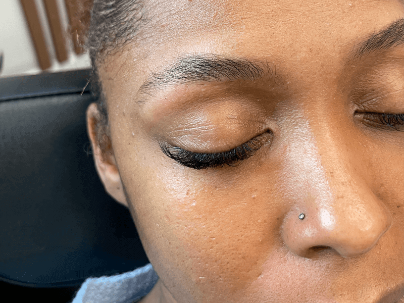 Before brow lamination shaping and tint